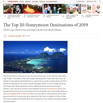 The Top 50 Honeymoon Destinations of 2019